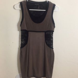 Sexy brown suede with lace cutouts mini